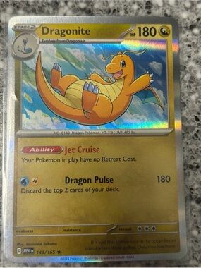 Pokemon Dragonite Holo Card - Gold and Blue Artwork